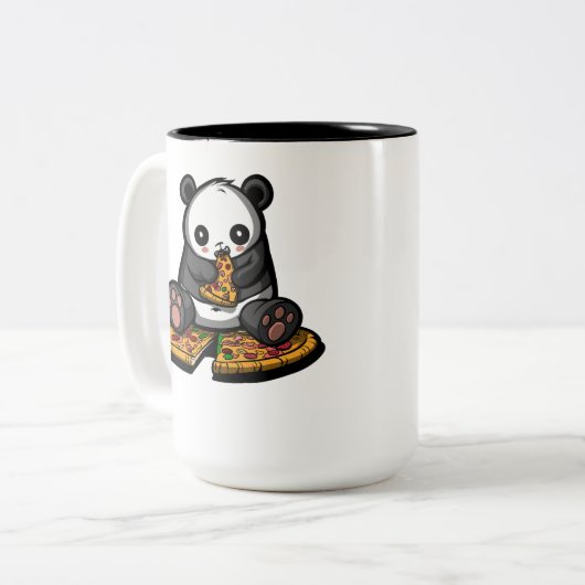 Cute Panda Beer Pizza Lover Tweekleurige Koffiemok (Voorkant links)