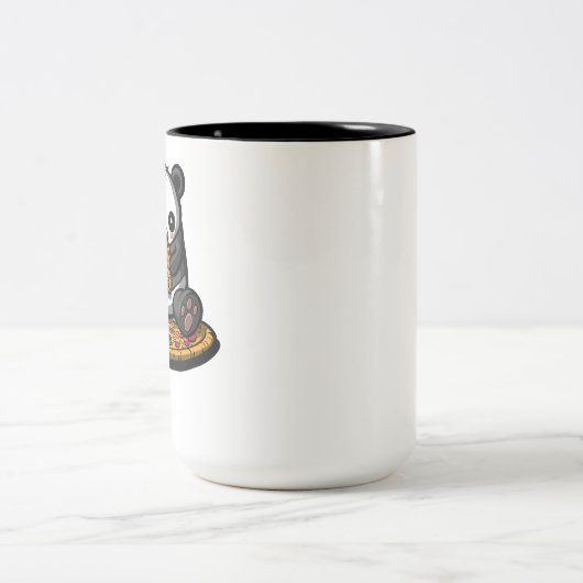 Cute Panda Beer Pizza Lover Tweekleurige Koffiemok (Center)