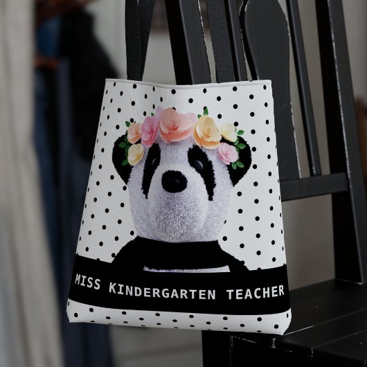Cute Panda Beer Polka Dot Teacher Canvas tas