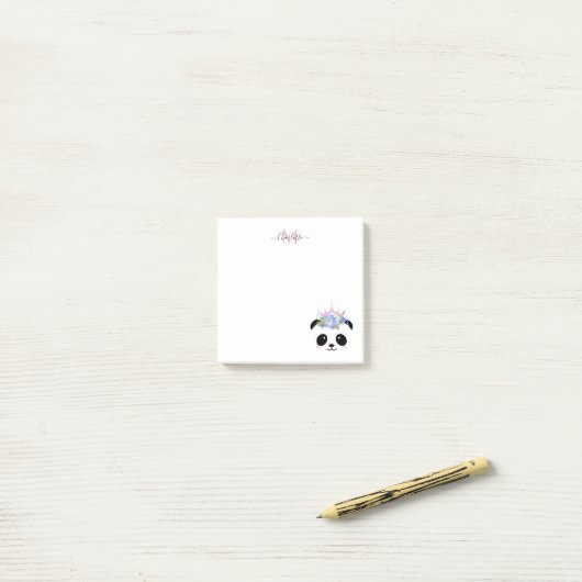 Cute panda beer princess gepersonaliseerd monogram post-it® notes (Op bureau)