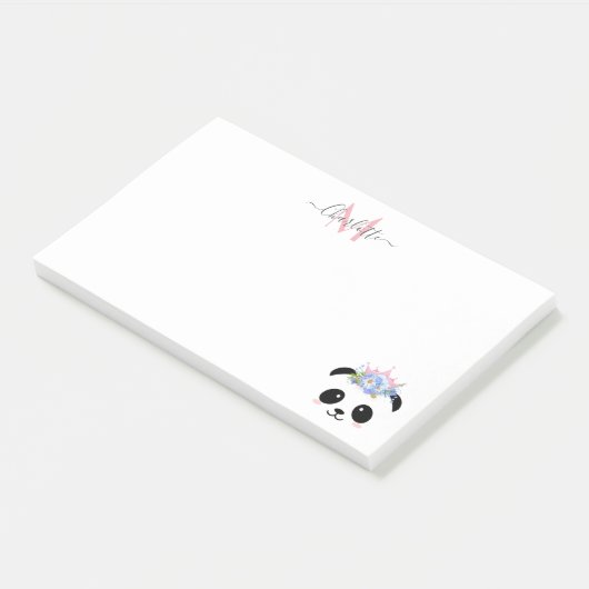 Cute panda beer princess gepersonaliseerd monogram post-it® notes (Schuin)