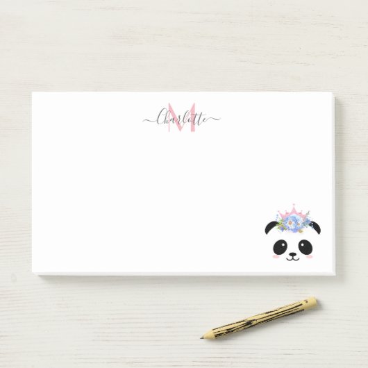 Cute panda beer princess gepersonaliseerd monogram post-it® notes (Op bureau)
