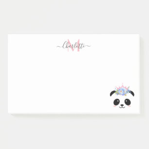Cute panda beer princess gepersonaliseerd monogram post-it® notes