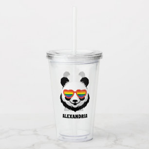 Cute Panda Beer Regenboog LGBTQ Acryl Drinkbeker