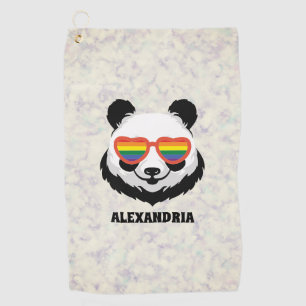 Cute Panda Beer Regenboog LGBTQ Golfhanddoek