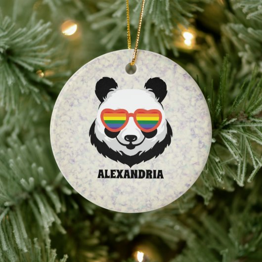 Cute Panda Beer | Regenboog | LGBTQ Keramisch Ornament (Boom)
