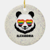 Cute Panda Beer | Regenboog | LGBTQ Keramisch Ornament (Achterkant)