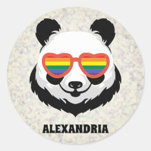 Cute Panda Beer Regenboog LGBTQ Ronde Sticker