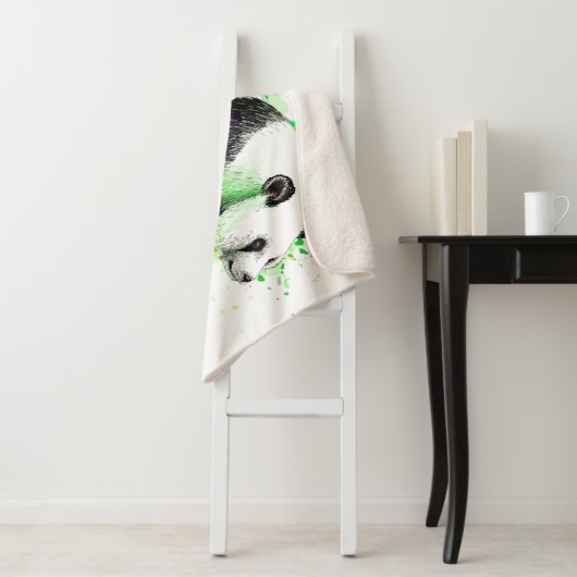 Cute Panda Beer Sherpa Deken (In situ)