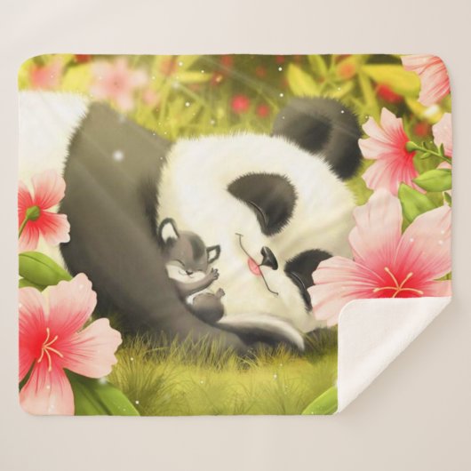 Cute Panda Beer Sherpa Deken (Voorkant (horizontaal))