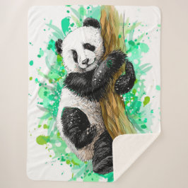 Cute Panda Beer Sherpa Deken