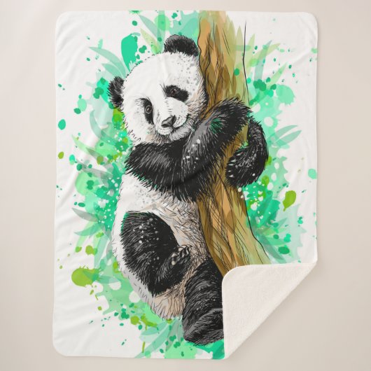 Cute Panda Beer Sherpa Deken (Voorkant)