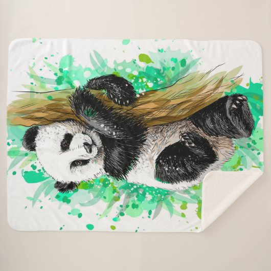 Cute Panda Beer Sherpa Deken (Voorkant (horizontaal))