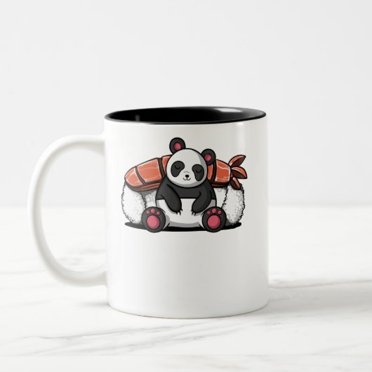 Cute Panda Beer Sushi Lover Tweekleurige Koffiemok (Links)