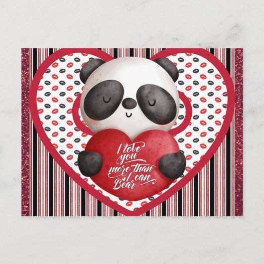 Cute Panda Beer Valentijnsdag Briefkaart (Voorkant)