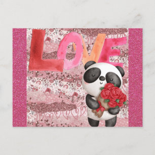 Cute Panda Beer Valentijnsdag Love Briefkaart