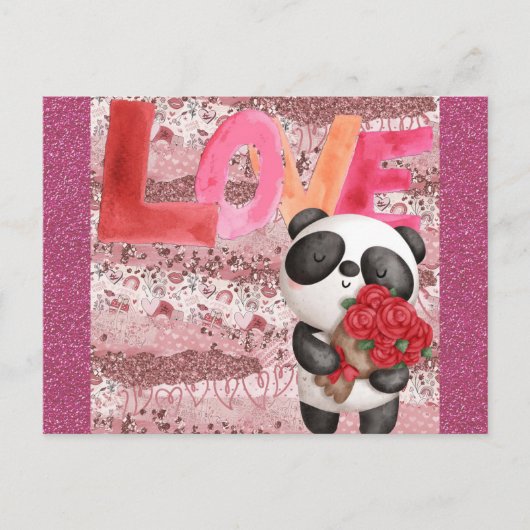 Cute Panda Beer Valentijnsdag Love Briefkaart (Voorkant)
