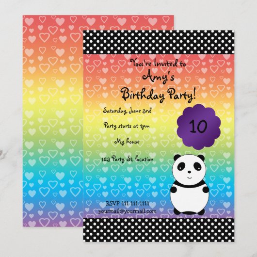 Cute panda beer verjaardaguitnodiging kaart (Voorkant / Achterkant)