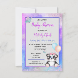 Cute Panda Beer Waterverf Baby shower Uitnodiging