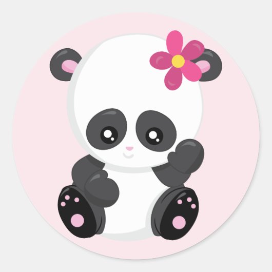 Cute Panda Beer Waving Ronde Sticker (Voorkant)