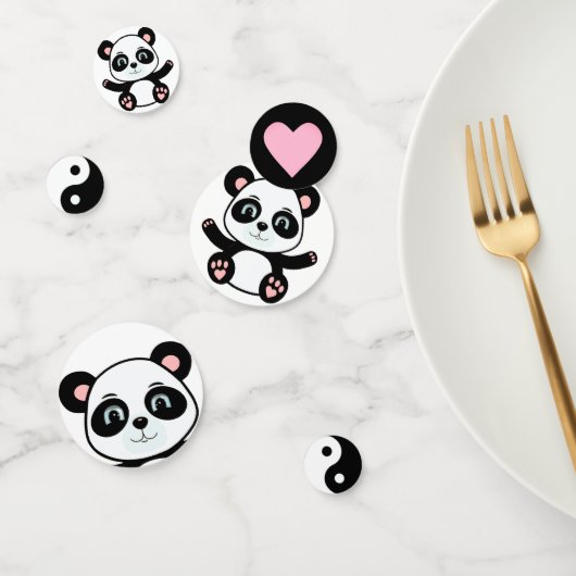 Cute Panda Beer & Yin Yang Zwart & Wit Confetti (Groep)