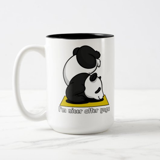 Cute Panda Beer Zen Yoga Workout Tweekleurige Koffiemok (Links)