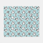 Cute panda beerpoot cyan achtergrond fleece deken (Voorkant (Horizontaal))