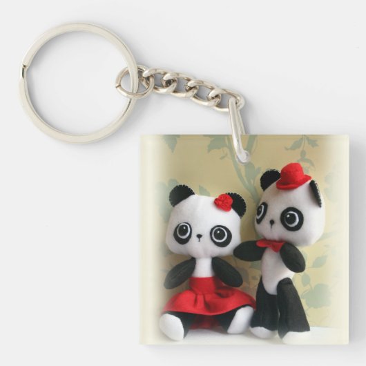 Cute Panda Beren Couple Sleutelhanger (voorkant)