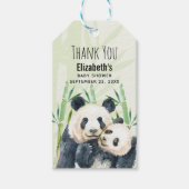 Cute Panda Beren Cuddling Waterverf Baby shower Cadeaulabel (Voorkant)