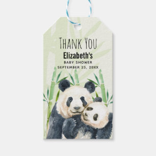 Cute Panda Beren Cuddling Waterverf Baby shower Cadeaulabel