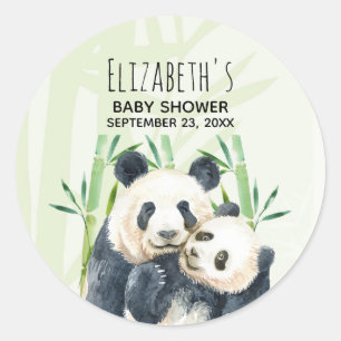 Cute Panda Beren Cuddling Waterverf Baby shower Ronde Sticker