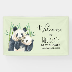 Cute Panda Beren Cuddling Waterverf Baby shower Spandoek