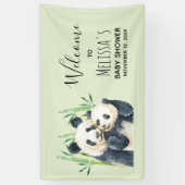 Cute Panda Beren Cuddling Waterverf Baby shower Spandoek (Verticaal)