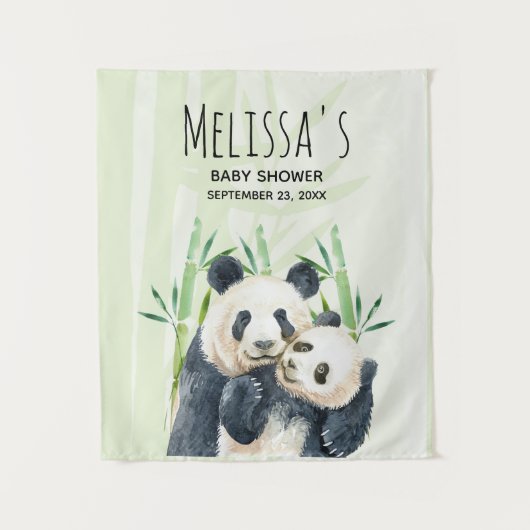 Cute Panda Beren Cuddling Waterverf Baby shower Wandkleed (Voorkant)