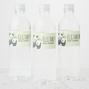 Cute Panda Beren Cuddling Waterverf Baby shower Waterfles Etiket