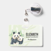 Cute Panda Beren Cuddling Waterverf Badge (Achterkant met uittrekbare clip)