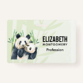 Cute Panda Beren Cuddling Waterverf Badge (Achterkant)