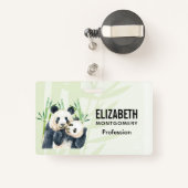 Cute Panda Beren Cuddling Waterverf Badge (Achterkant met intrekbare)