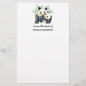 Cute Panda Beren Cuddling Waterverf Briefpapier (Voorkant)