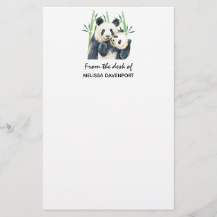 Cute Panda Beren Cuddling Waterverf Briefpapier