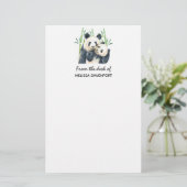Cute Panda Beren Cuddling Waterverf Briefpapier (Staand voorkant)