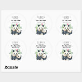 Cute Panda Beren Cuddling Waterverf Kitchen Ronde Sticker (Vel)