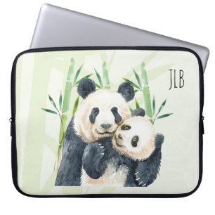 Cute Panda Beren Cuddling Waterverf Laptop Sleeve