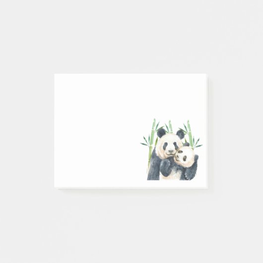 Cute Panda Beren Cuddling Waterverf Post-it Notes (Voorkant)