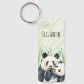 Cute Panda Beren Cuddling Waterverf Sleutelhanger (Voorkant)