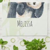 Cute Panda Beren Cuddling Waterverf Theedoek (Gevouwen)