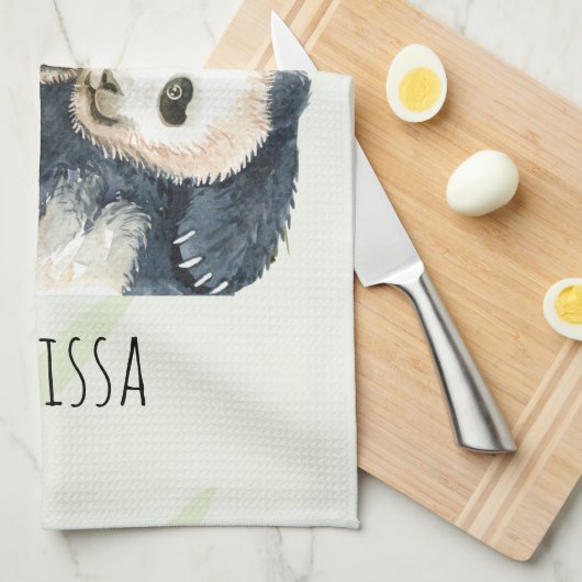 Cute Panda Beren Cuddling Waterverf Theedoek (Quarter Fold)