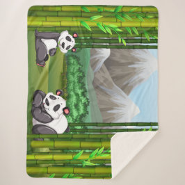 Cute Panda Beren en Bamboo Sherpa Deken