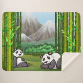 Cute Panda Beren en Bamboo Sherpa Deken (Voorkant (horizontaal))