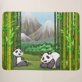 Cute Panda Beren en Bamboo Sherpa Deken